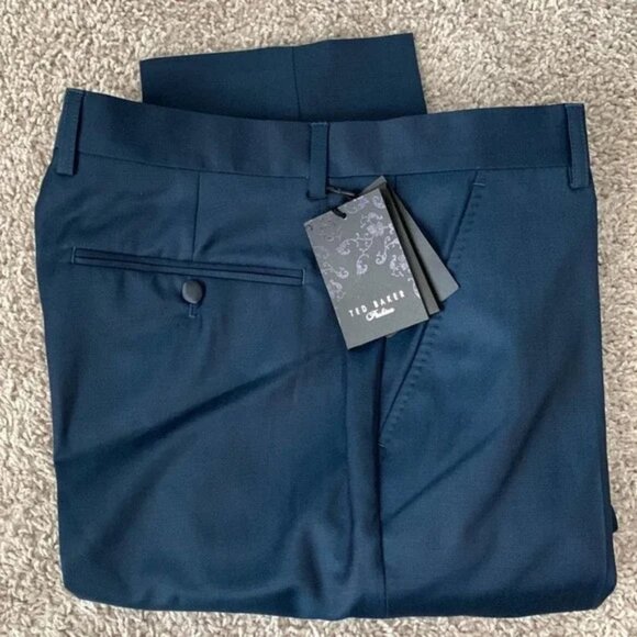 DEFECT Ted Baker London Men's Jonvont Slim Fit Trousers Teal Size 36L $260 H543 - Picture 2 of 3